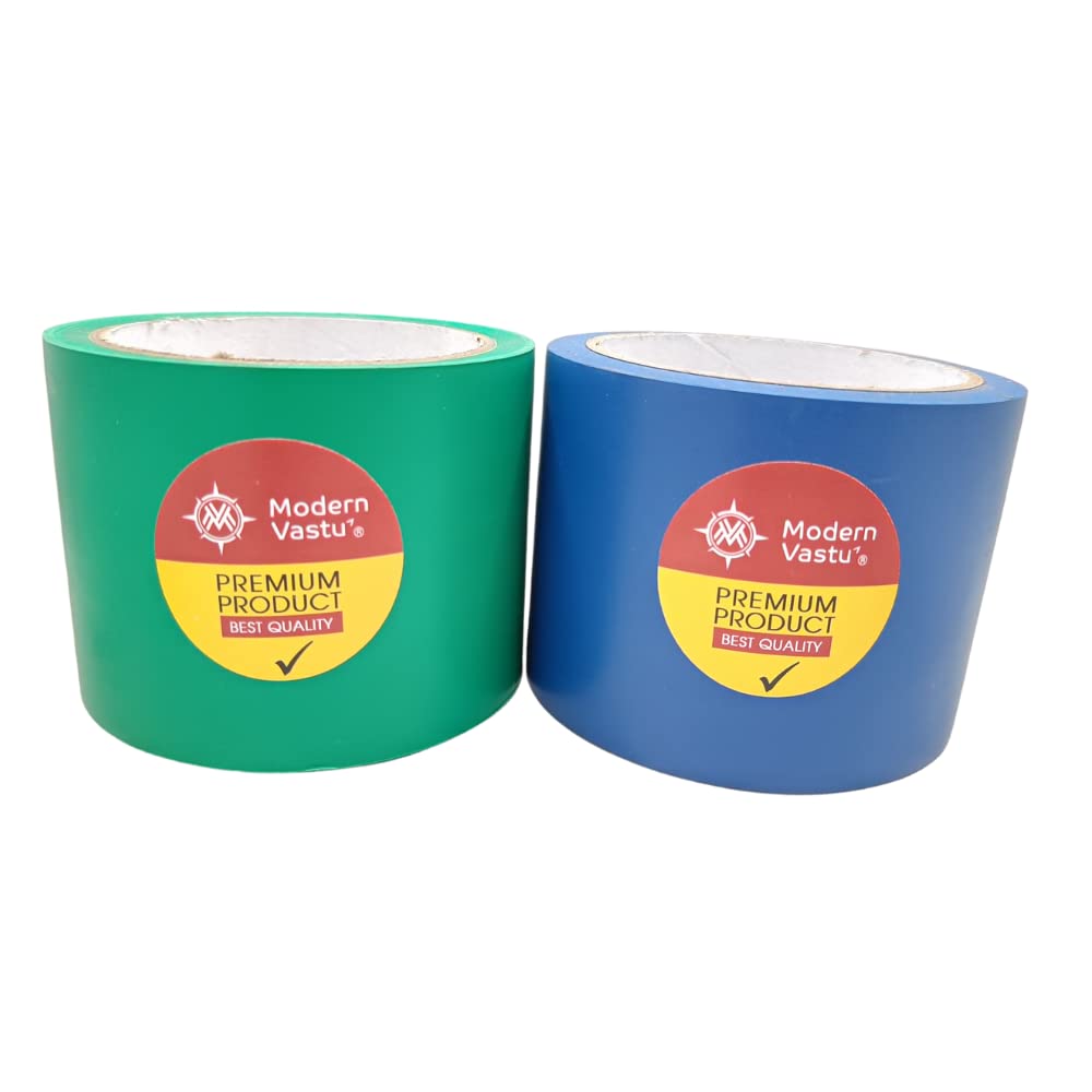 MV VASTU Remedies Color Tape Green & White Combo Pack of 2 | Size - 3" Inch/76mm, 20 Meter (Main Entrance & Toilet Correction)