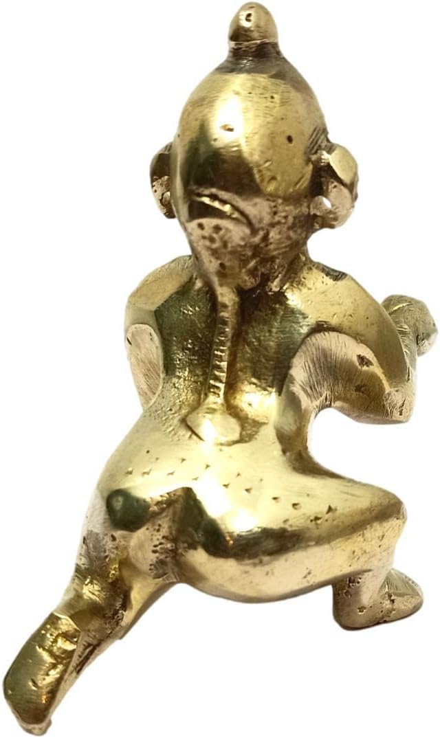 Pure Brass Lord Laddu Gopal Ji God Idol Janmashtami Statue - Weight-300 Grams