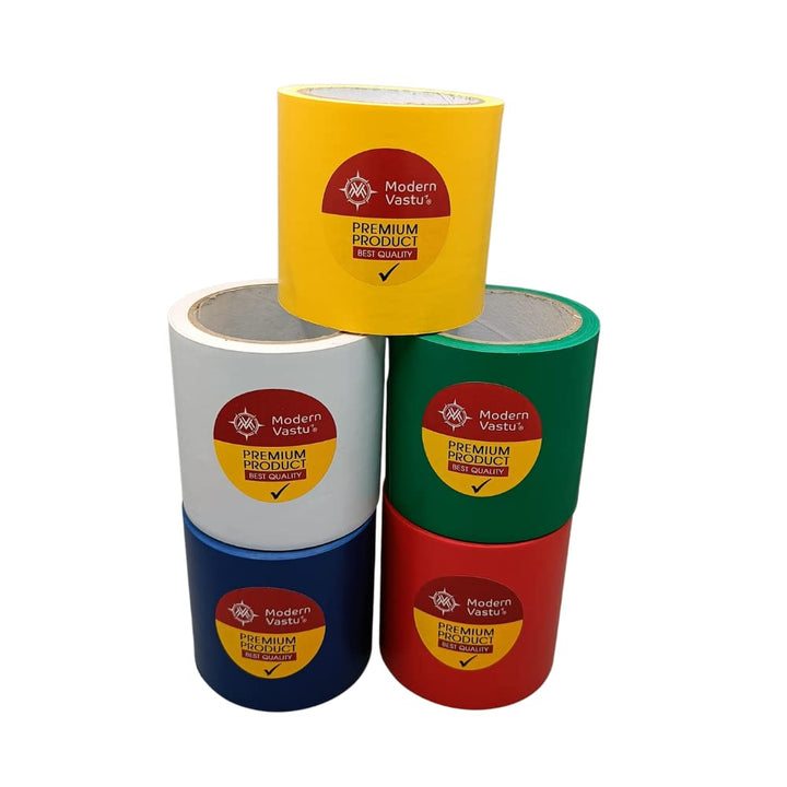 Modern Vastu Color Tape Remedies Combo Size 4"Inch/100mm, 20 Meter - Red/Green/Blue/Yellow/White (Main Entrance & Toilet Correction)