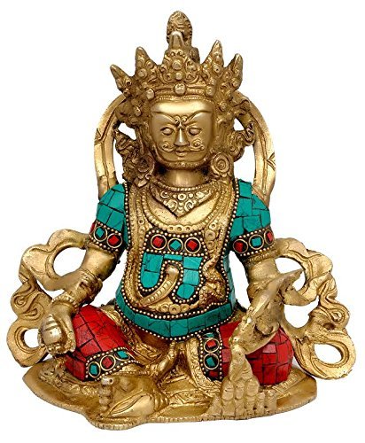 Brass Lord Kuber Murti Lord of Treasure Wealth Maharaj Kuber Statue for Tijori Locker