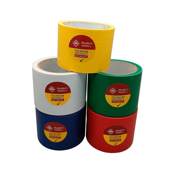 Modern Vastu Color Tape Remedies Combo Size 3 "Inch/76mm, 20Meter - Red/Green/Blue/Yellow/White (Main Entrance & Toilet Correction)