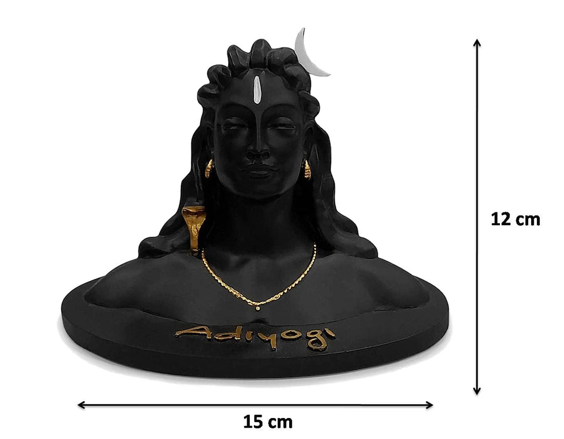 Adiyogi Shiva Shankara Resin Statue for Car Dashboard, Pooja for Home & Office Decor - (Black, 15 x 10 x 12 cm)