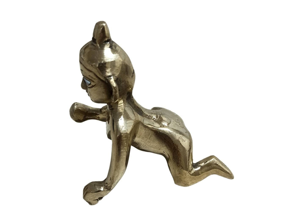 Pure Brass Lord Laddu Gopal Ji God Idol Janmashtami Statue - Weight-300 Grams