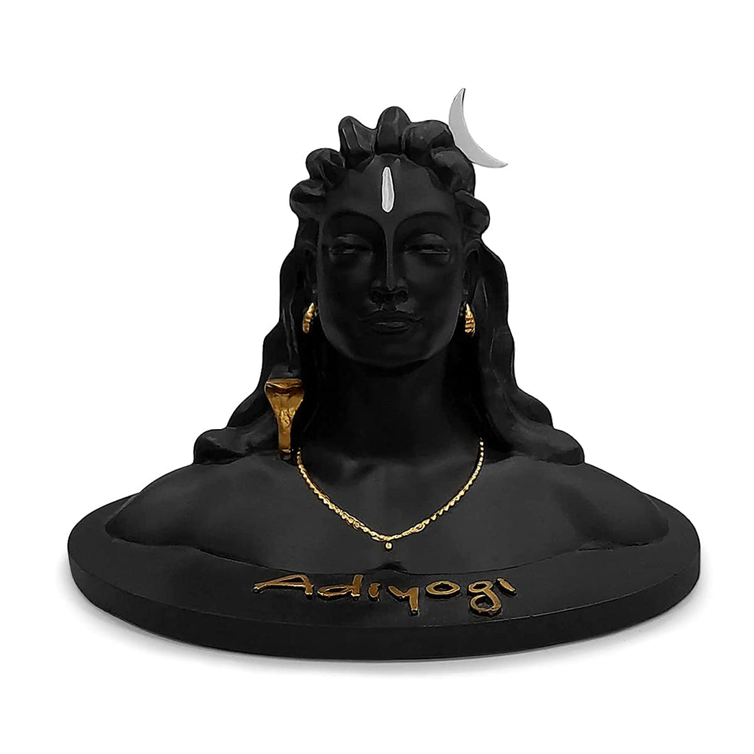 Adiyogi Shiva Shankara Resin Statue for Car Dashboard, Pooja for Home & Office Decor - (Black, 15 x 10 x 12 cm)