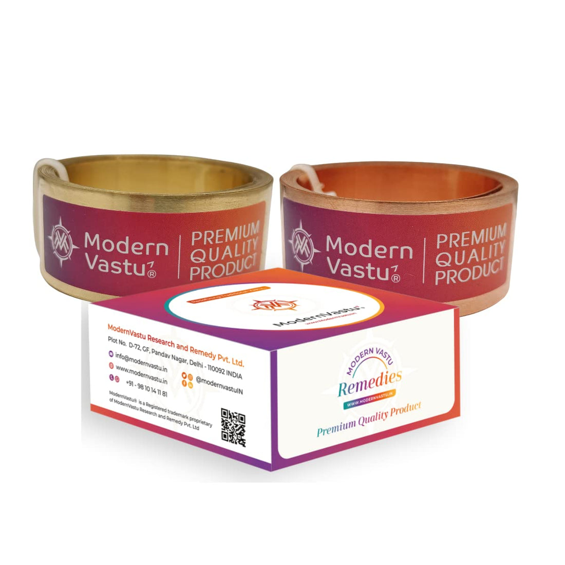 MV VASTU Remedies Strips Brass & Copper | Size L-10.3 feet x W-1 inch/25mm x Gauge 0.2 mm- (Entrance Toilet Correction and Zone Balancing) – Combo Pack of 2