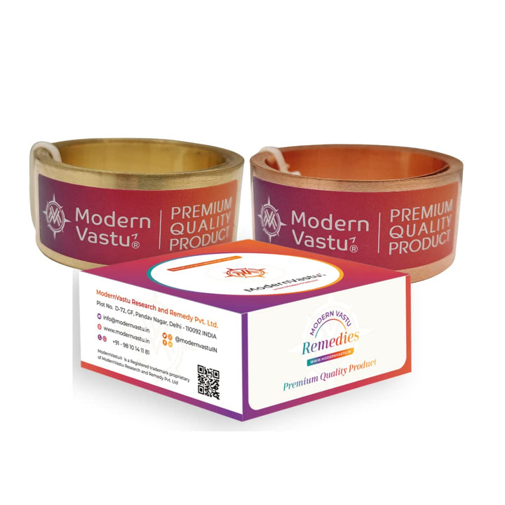 MV VASTU Remedies Strips Brass & Copper | Size L-10.3 feet x W-1 inch/25mm x Gauge 0.2 mm- (Entrance Toilet Correction and Zone Balancing) – Combo Pack of 2