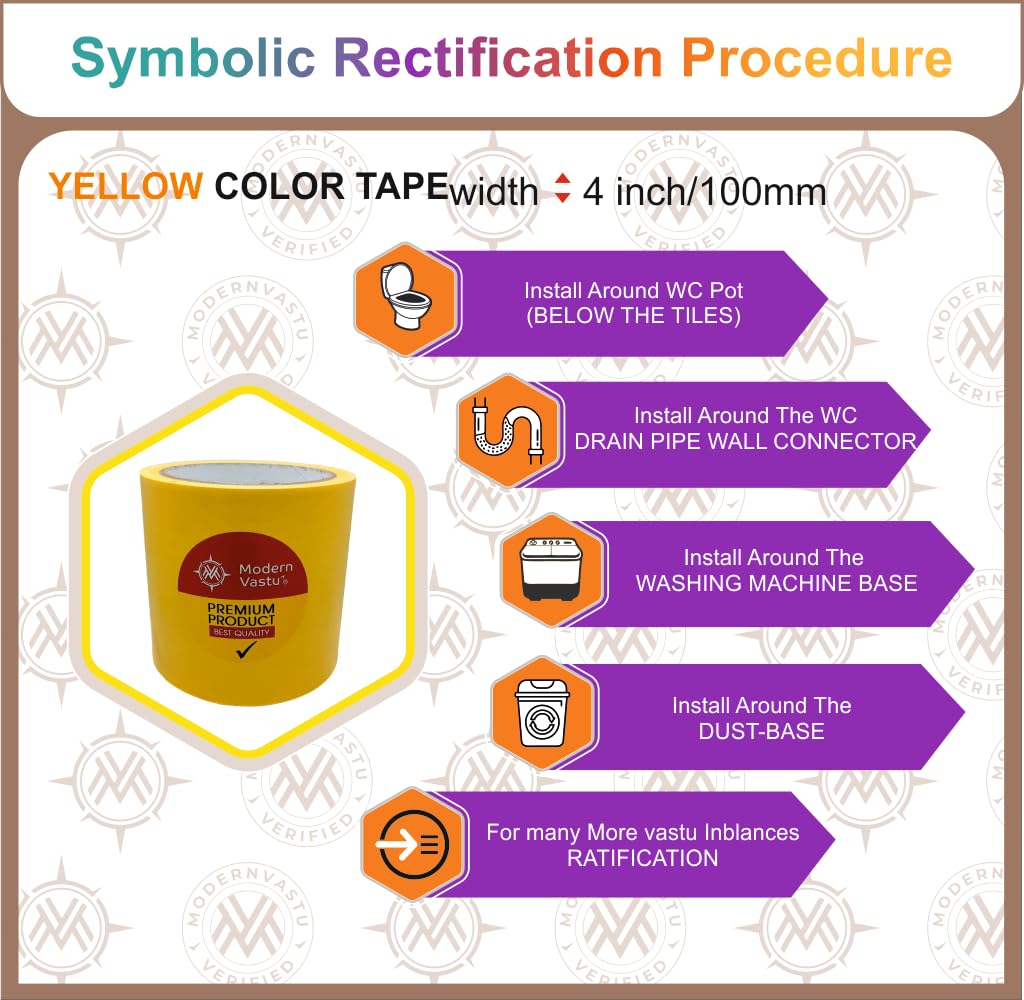 Modern Vastu Black Colour Tape Remedies | Size 4"Inch/100mm, 20 Meter (Main Entrance & Toilet Correction) – Pack of 1 (Black)