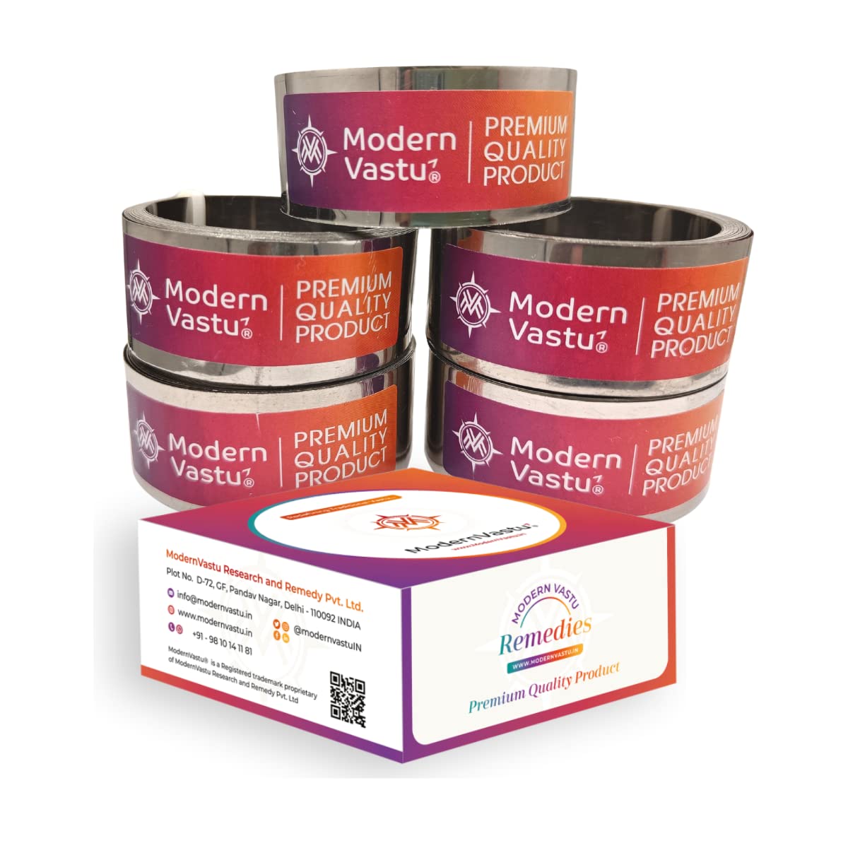 MV VASTU Remedies Strips Stainless Steel (SS-304) Combo Pack of 5 | Size L-10.3 feet x W-1 inch/25mm x Gauge 0.2 mm- (Entrance Toilet Correction and Zone Balancing) - Pack of 5
