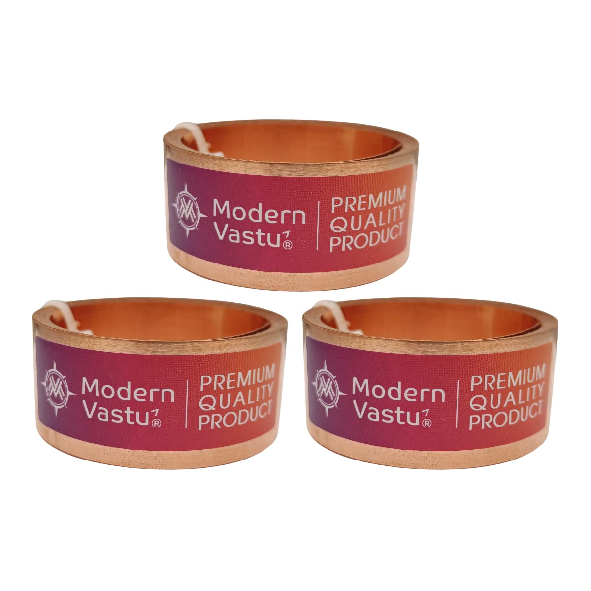Remedies Metal Vastu Strips Copper - Size L 10.3 feet x W1 inch/25mm x Gauge 0.2 mm- (Entrance Toilet Correction and Zone Balancing) - Pack of 3