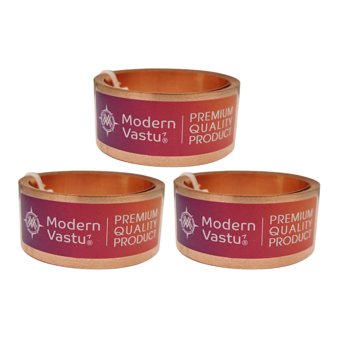 Remedies Metal Vastu Strips Copper - Size L 10.3 feet x W1 inch/25mm x Gauge 0.2 mm- (Entrance Toilet Correction and Zone Balancing) - Pack of 3