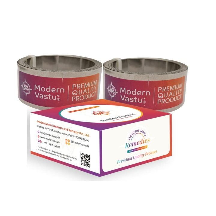Remedies Metal Vastu Strips Aluminium Size L 10.3 feet x W1 inch/25mm x Gauge 0.2 mm- (Entrance Toilet Correction and Zone Balancing) - Pack of 2 (Aluminium)