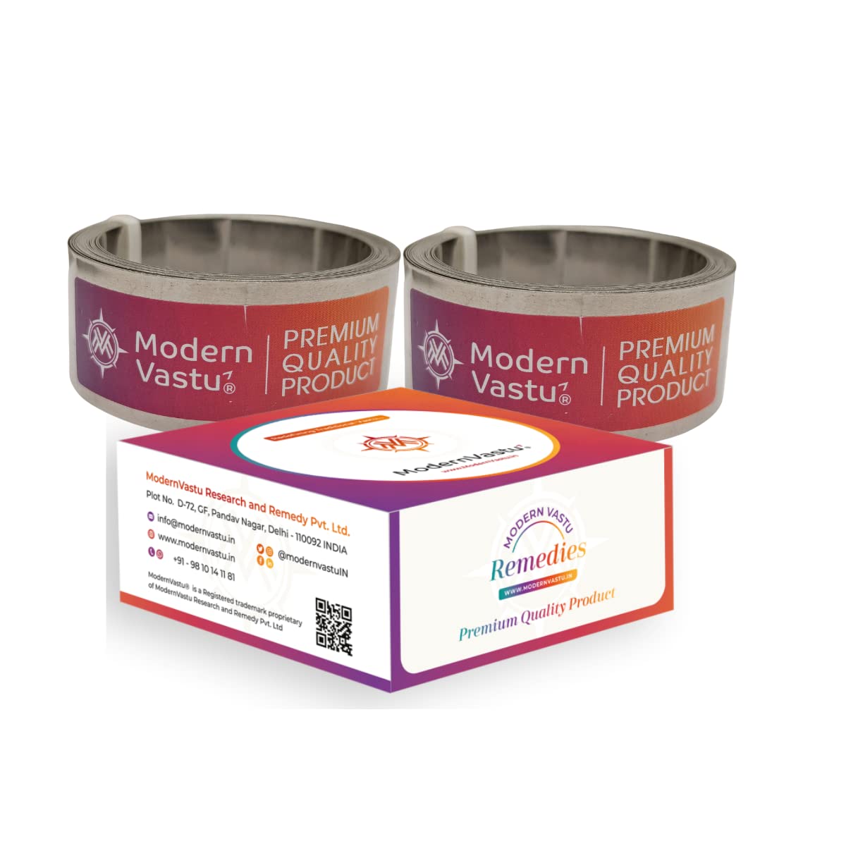 Remedies Metal Vastu Strips Stainless Steel (304) Size L 10.3 feet x W1 inch/25mm x Gauge 0.2 mm- (Entrance Toilet Correction and Zone Balancing) - Pack of 2 (Stainless Steel)