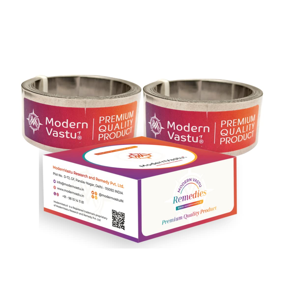 Remedies Metal Vastu Strips Aluminium Size L 10.3 feet x W1 inch/25mm x Gauge 0.2 mm- (Entrance Toilet Correction and Zone Balancing) - Pack of 2 (Aluminium)