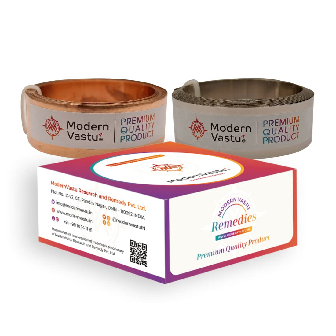 MV VASTU Remedies Strips Copper & Iron (MS) | Size L-10.3 feet x W-0.75 inch/18mm x Gauge 0.2 mm- (Entrance Toilet Correction and Zone Balancing) – Combo Pack of 2