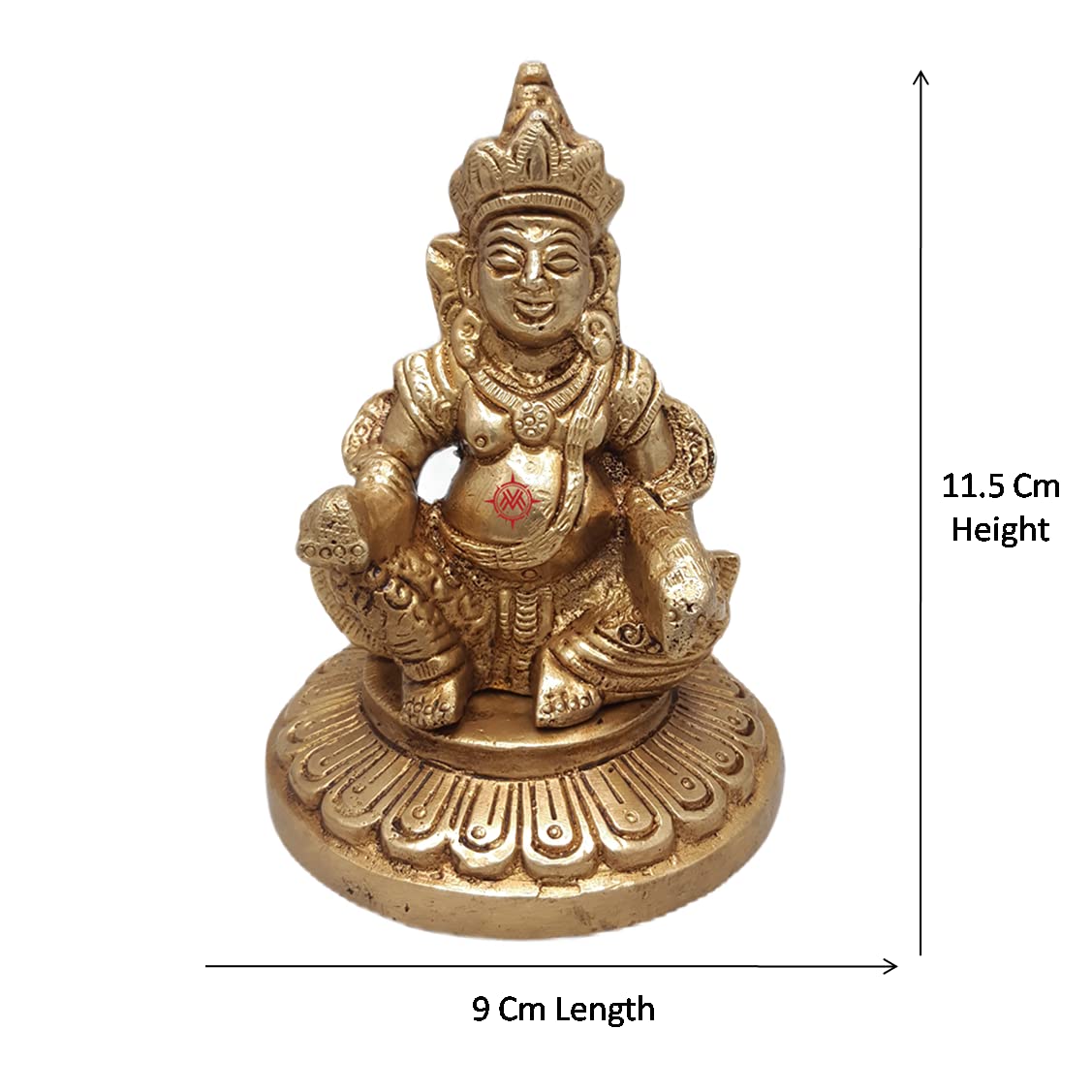 Brass Idol/Statue of Lord Kuber Murti - The God of Wealth for Blessing (L 9 cm/H 11.5 cm/Wt 850 gm)
