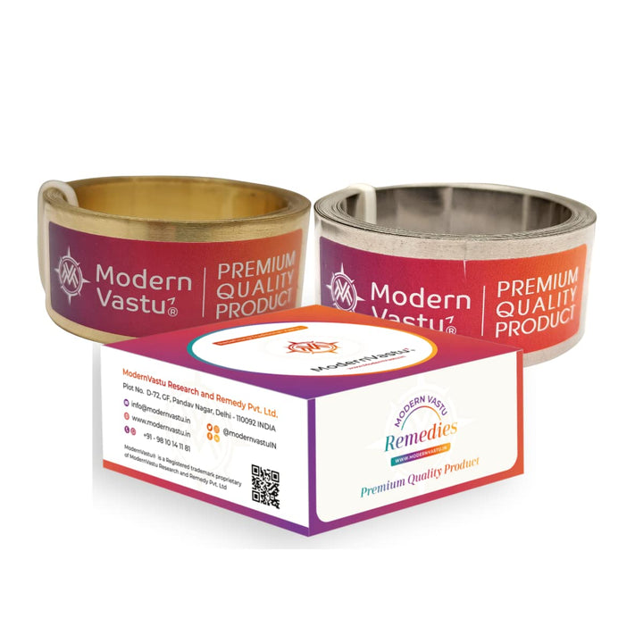 MV VASTU Remedies Strips Brass & Stainless Steel (SS-304) | Size L-10.3 feet x W-1 inch/25mm x Gauge 0.2 mm- (Entrance Toilet Correction and Zone Balancing) – Combo Pack of 2