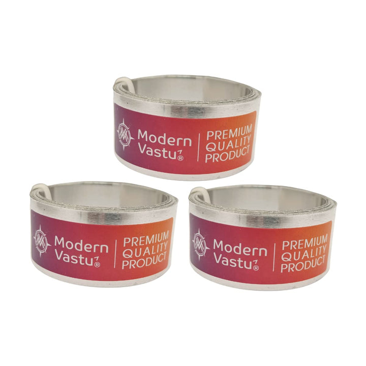 Remedies Metal Vastu Strips Aluminium - Size L 10.3 feet x W1 inch/25mm x Gauge 0.2 mm- (Entrance Toilet Correction and Zone Balancing) - Pack of 3
