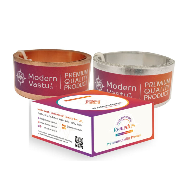MV VASTU Remedies Strips Copper & Aluminium | Size L-10.3 feet x W-1 inch/25mm x Gauge 0.2 mm- (Entrance Toilet Correction and Zone Balancing) – Combo Pack of 2