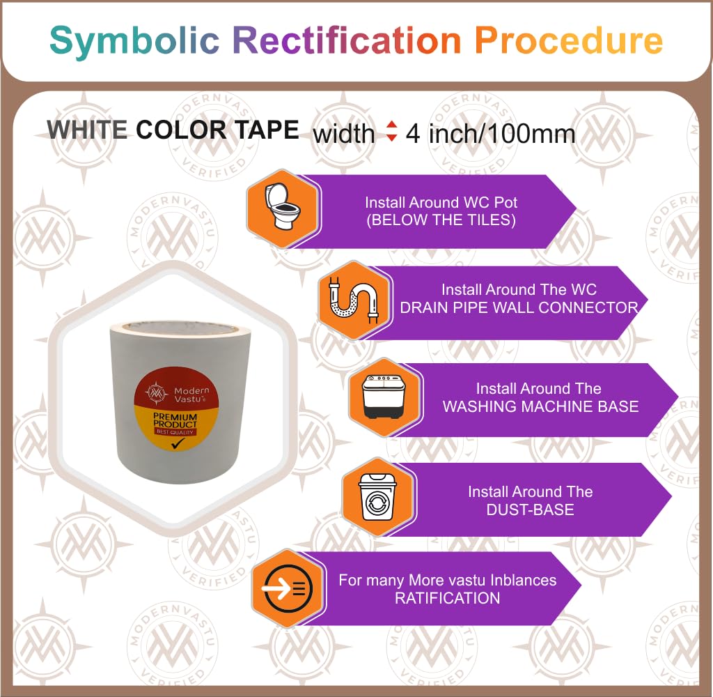 Modern Vastu Black Colour Tape Remedies | Size 4"Inch/100mm, 20 Meter (Main Entrance & Toilet Correction) – Pack of 1 (Black)