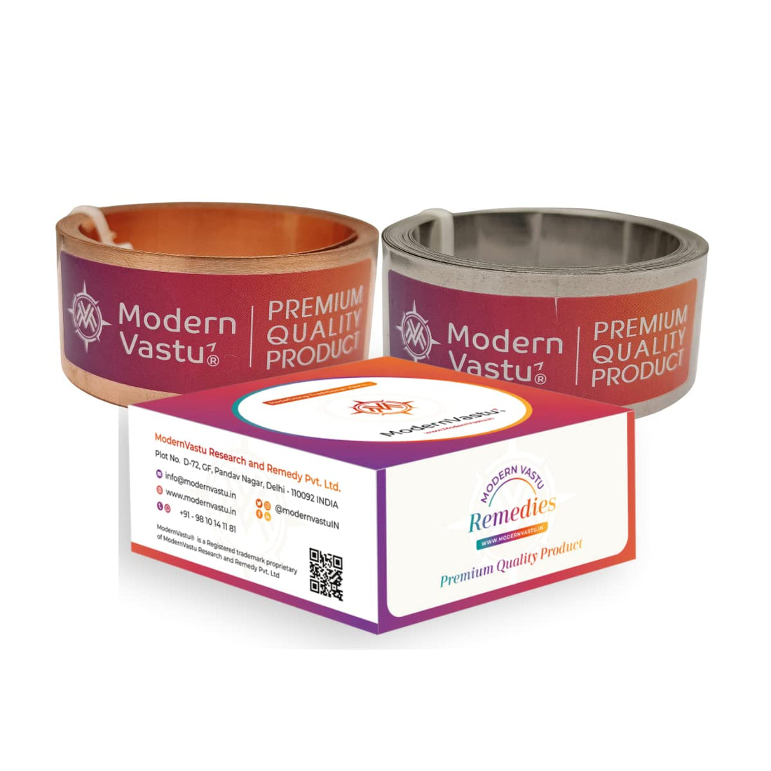 MV VASTU Remedies Strips Copper & Iron | Size L-10.3 feet x W-1 inch/25mm x Gauge 0.2 mm- (Entrance Toilet Correction and Zone Balancing) – Combo Pack of 2