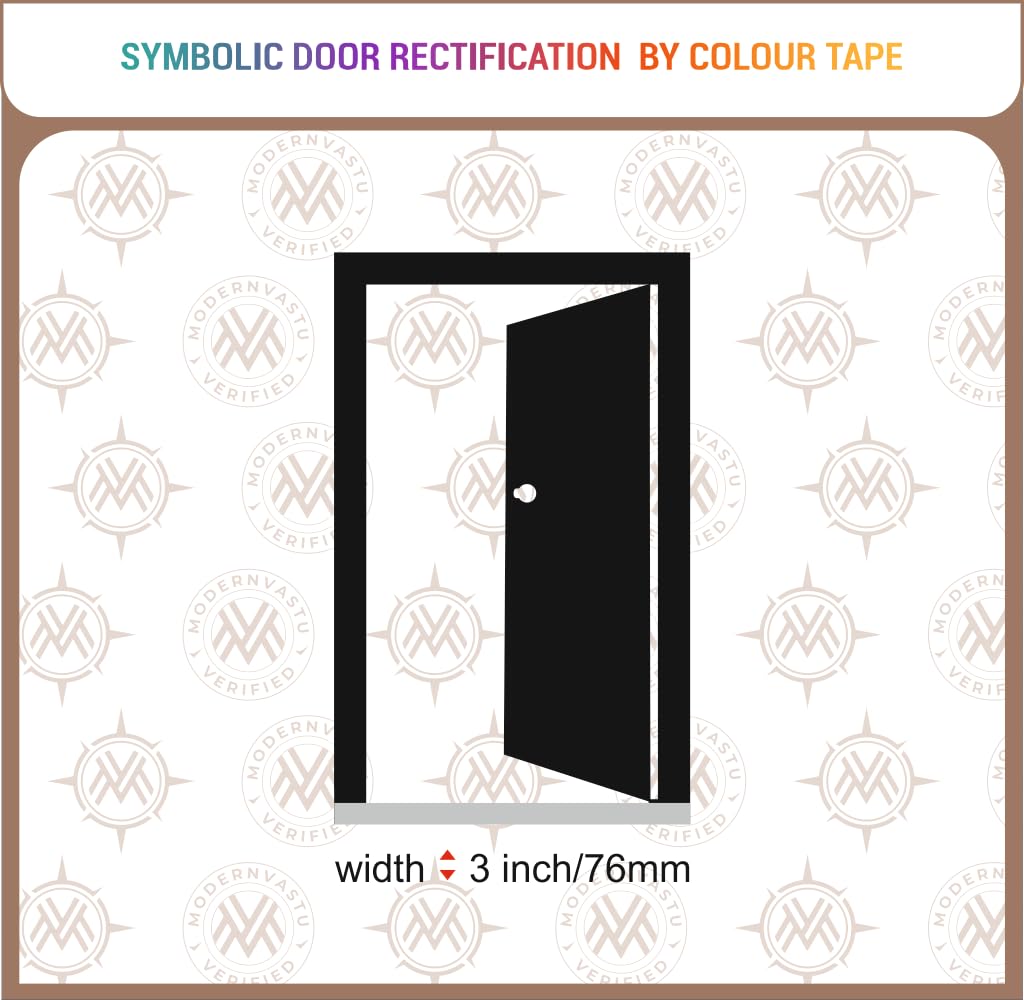 Modern Vastu Black Colour Tape Remedies | Size 3"Inch/76mm, 20 Meter (Main Entrance & Toilet Correction) – Pack of 1 (Black)