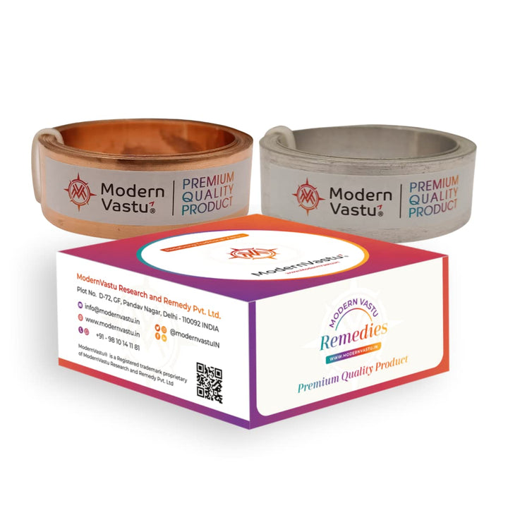 MV VASTU Remedies Strips Copper & Aluminium | Size L-10.3 feet x W-0.75 inch/18mm x Gauge 0.2 mm- (Entrance Toilet Correction and Zone Balancing) – Combo Pack of 2