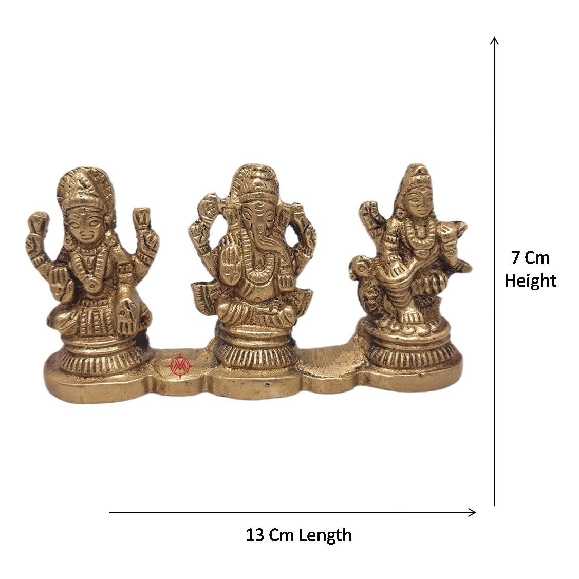 Brass Laxmi Ganesh Saraswati Bhagwan Idol | Ganpati Murti Metal Statue for Home Office Success Entrance Decor Diwali Pooja Good Luck Gift