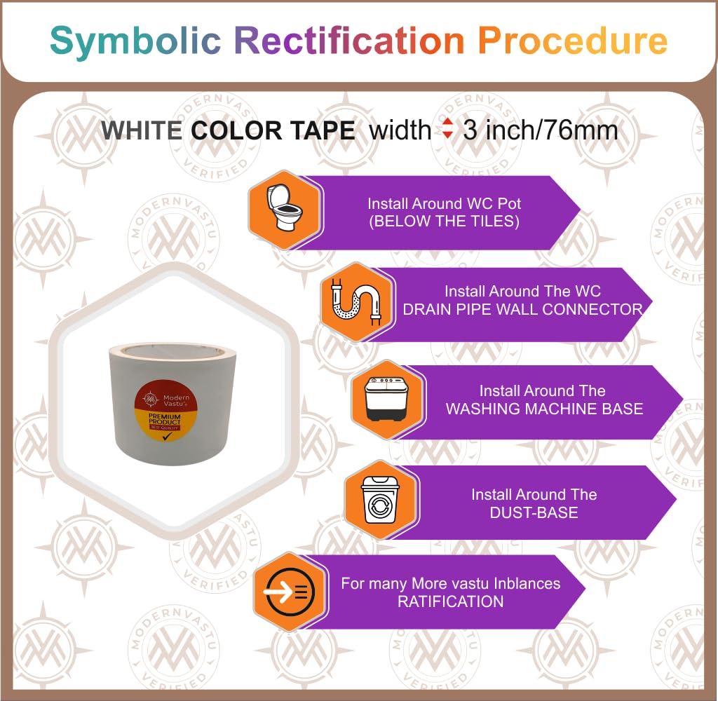 Modern Vastu Green Colour Tape Remedies | Size 3"Inch/76mm, 20 Meter (Main Entrance & Toilet Correction) – Pack of 1 (Green)