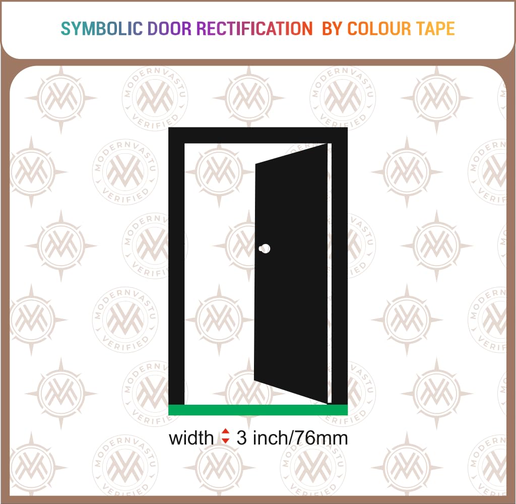 Modern Vastu Green Colour Tape Remedies | Size 3"Inch/76mm, 20 Meter (Main Entrance & Toilet Correction) – Pack of 1 (Green)
