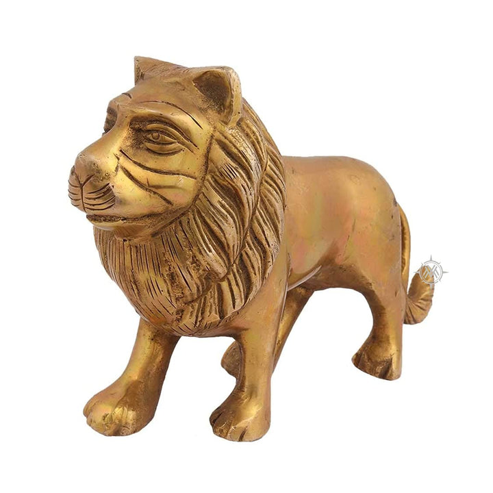 Brass Statue of Lion King of Jungle Showpiece House Warming Metal Sculpture Home Décorative Gifts Item