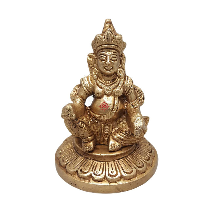 Brass Idol/Statue of Lord Kuber Murti - The God of Wealth for Blessing (L 9 cm/H 11.5 cm/Wt 850 gm)