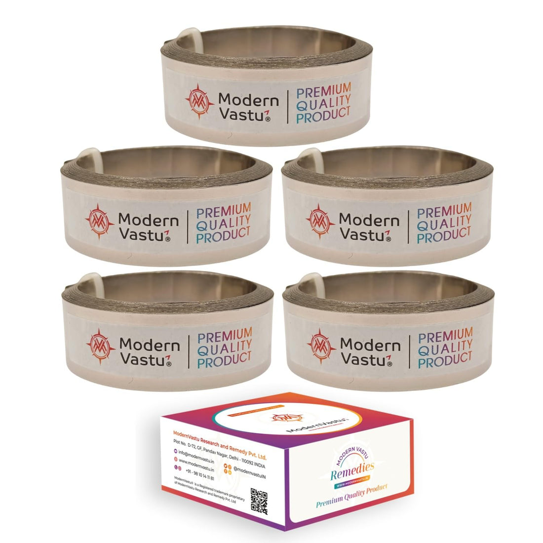 MV VASTU Remedies Strips Aluminium Combo Pack of 5 | Size L-10.3 feet x W-0.75 inch/18mm x Gauge 0.2 mm- (Entrance Toilet Correction and Zone Balancing) - Pack of 5