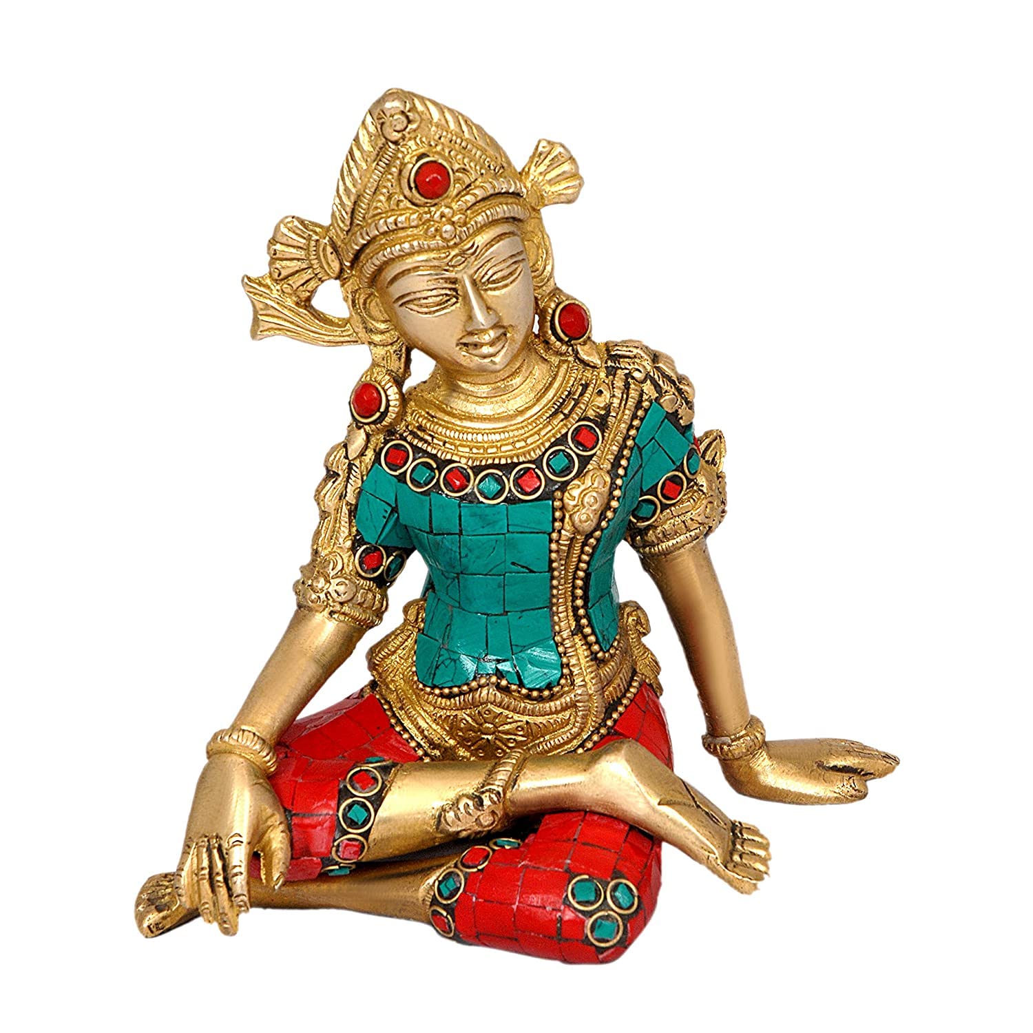 Sitting God Indra Dev Brass Statue Idol Inder Devta for Vastu Remedy | FengShui Multicolored Showpiece Height : 5.75 inches