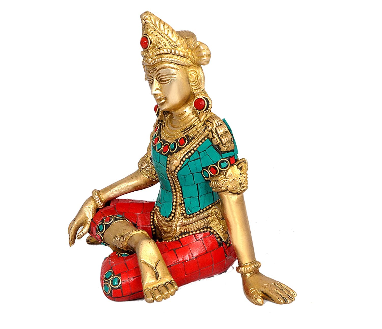 Sitting God Indra Dev Brass Statue Idol Inder Devta for Vastu Remedy | FengShui Multicolored Showpiece Height : 5.75 inches