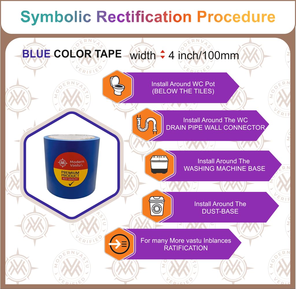 Modern Vastu Black Colour Tape Remedies | Size 4"Inch/100mm, 20 Meter (Main Entrance & Toilet Correction) – Pack of 1 (Black)