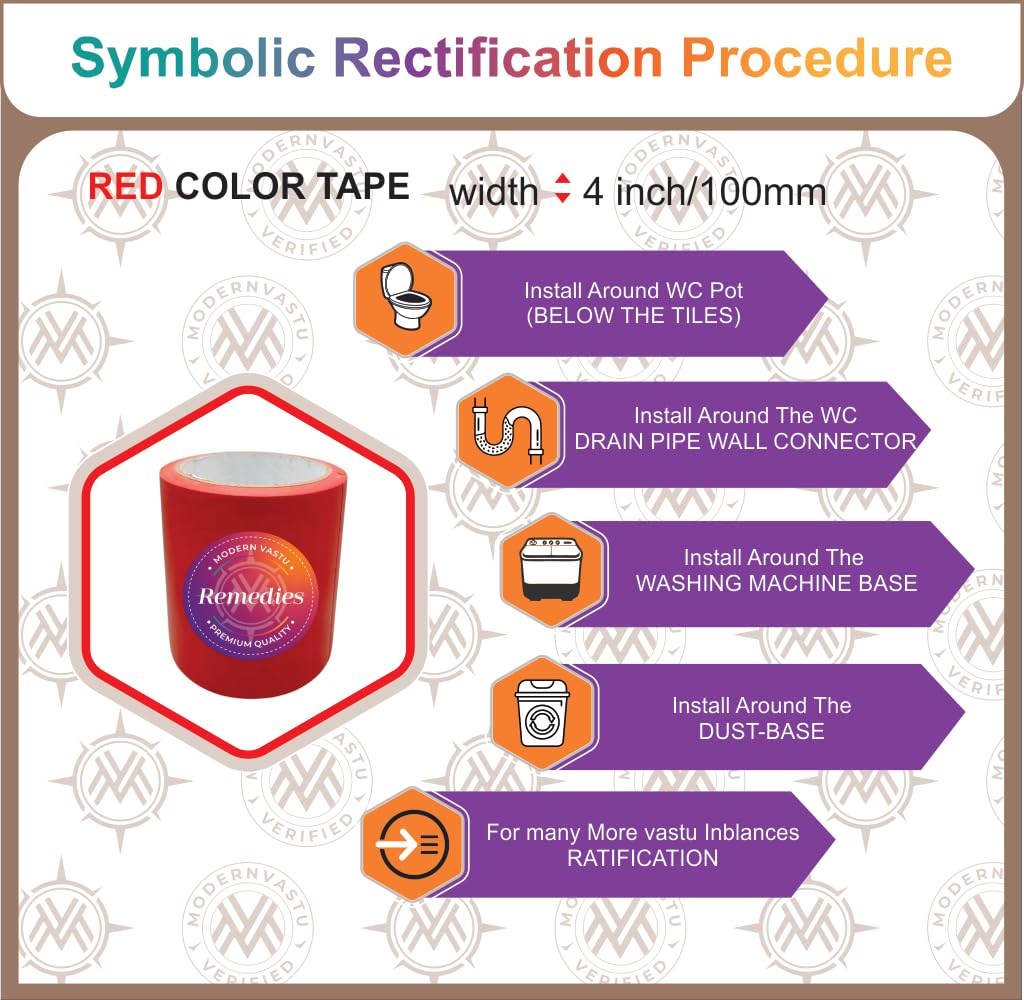 Modern Vastu Black Colour Tape Remedies | Size 4"Inch/100mm, 20 Meter (Main Entrance & Toilet Correction) – Pack of 1 (Black)