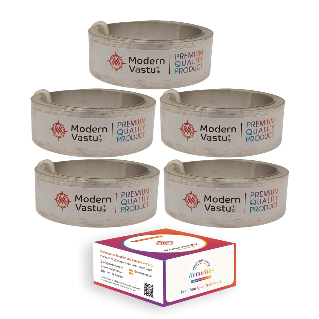 MV VASTU Remedies Strips Aluminium Combo Pack of 5 | Size L-10.3 feet x W-0.75 inch/18mm x Gauge 0.2 mm- (Entrance Toilet Correction and Zone Balancing) - Pack of 5