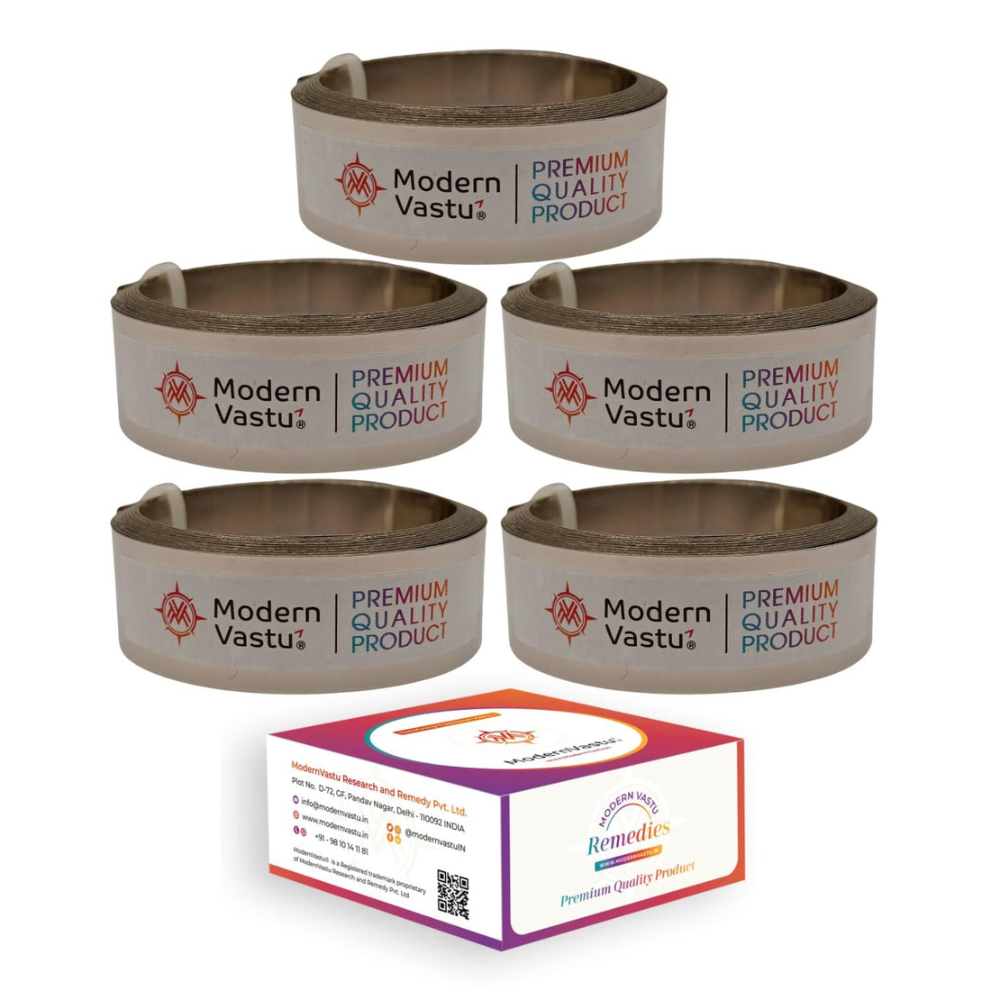 MV VASTU Remedies Strips Aluminium Combo Pack of 5 | Size L-10.3 feet x W-0.75 inch/18mm x Gauge 0.2 mm- (Entrance Toilet Correction and Zone Balancing) - Pack of 5