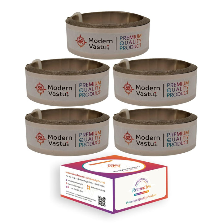 MV VASTU Remedies Strips Aluminium Combo Pack of 5 | Size L-10.3 feet x W-0.75 inch/18mm x Gauge 0.2 mm- (Entrance Toilet Correction and Zone Balancing) - Pack of 5