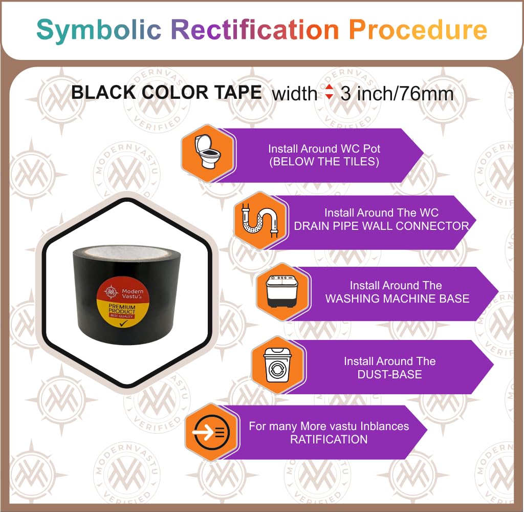 Modern Vastu Green Colour Tape Remedies | Size 3"Inch/76mm, 20 Meter (Main Entrance & Toilet Correction) – Pack of 1 (Green)